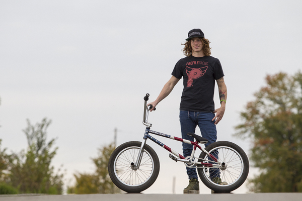 Glenn Salyers and his red, white, and blue Redline.