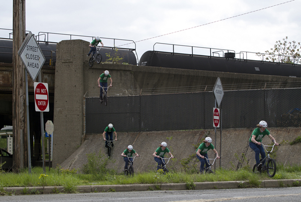 Glenn Salyers jumping off a bridge.