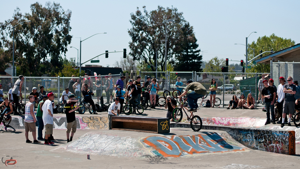 The whole scene checking out the box trick event.