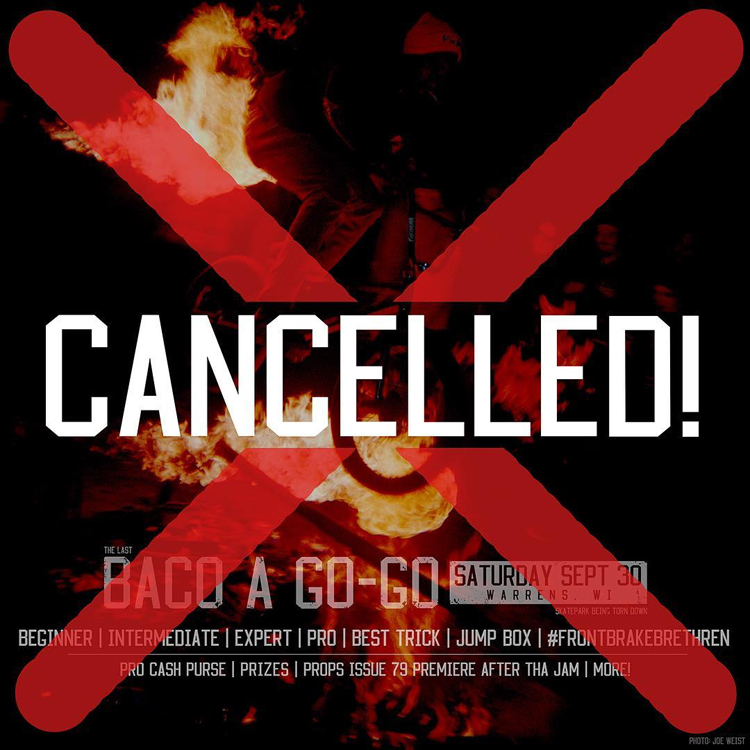 Baco-A-Go-Go Cancelled