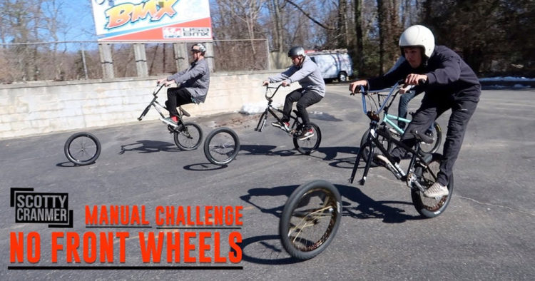 Scotty Cranmer No Front Wheel Challenge BMX video