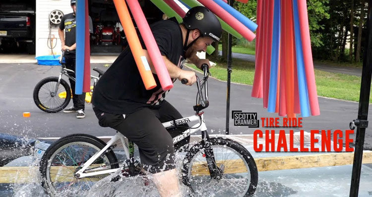 Scotty Crnamer Pool Tire Ride challenge BMX video