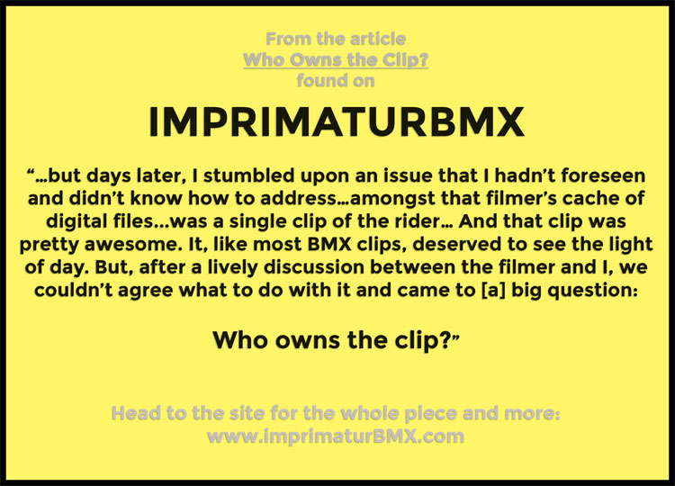 Imprimatur BMX Who Owns The Clip BMX video